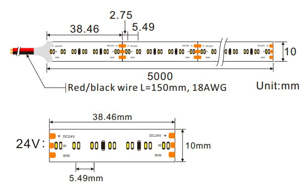SMD1808 dual color LED strip